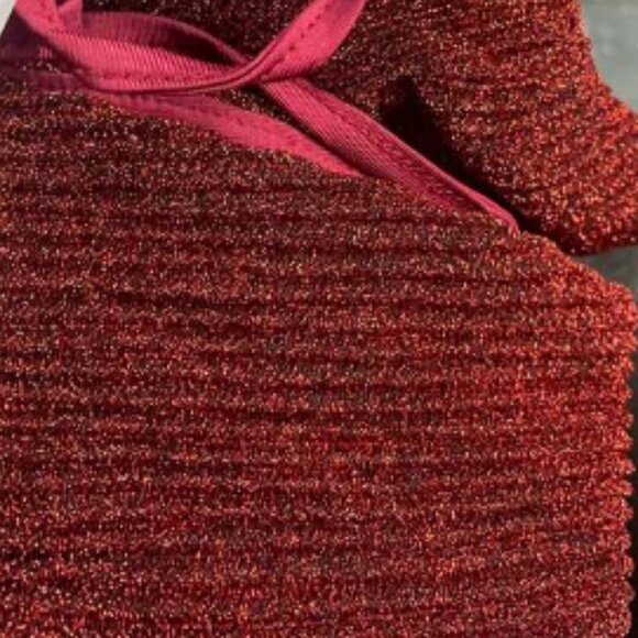 Burgundy Party Women's Gorgeous Elegant Deep V Neck Glittery Bell Sleeve romper - Picture 7 of 7